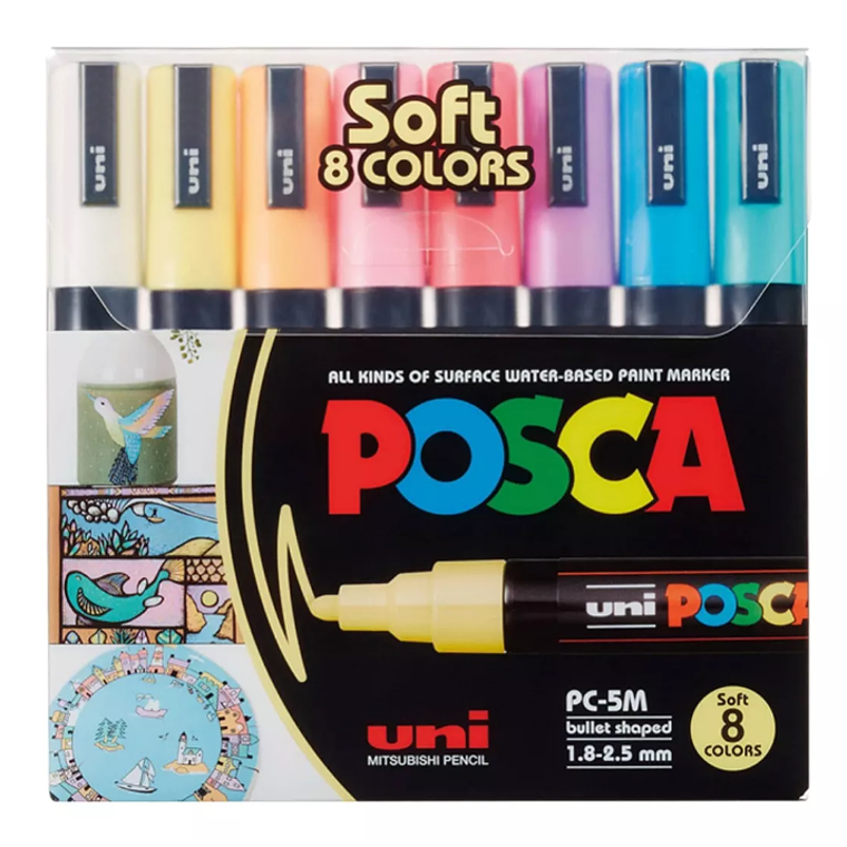 Posca PC-5m set 8 colores pastel 1
