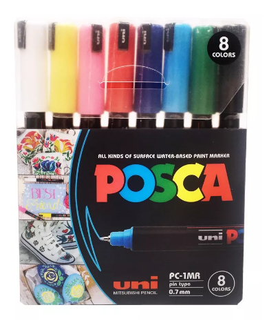 Marcadores Posca 1MR Set 8 Colores Pasteles