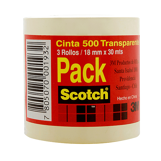 SCOTCH 500 18x30 pack 3 rollos 3M