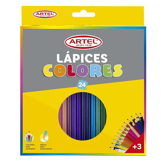 LAPICES COLORES 24col. LARGO ARTEL 