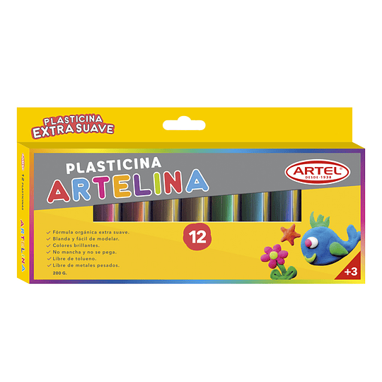 PLASTICINA 12 COLORES ARTELINA