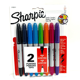 PLUMON SHARPIE DOBLE PUNTA 8 COLORES
