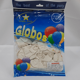 GLOBO N°9 LISO BLANCO BOLSA 50 UNIDS. NOBEL STAR