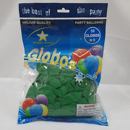 GLOBO N°9 LISO VERDE BOLSA 50 UNIDS. NOBEL STAR