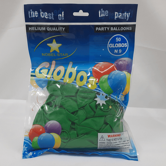 GLOBO N°9 LISO VERDE BOLSA 50 UNIDS. NOBEL STAR