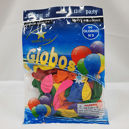 GLOBO N°9 LISO SURTIDO BOLSA 50 UNIDS. NOBEL STAR