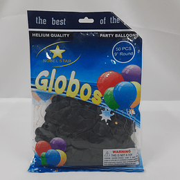 GLOBO N°9 LISO NEGRO BOLSA 50 UNIDS. NOBEL STAR