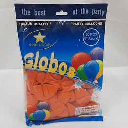 GLOBO N°9 LISO NARANJO BOLSA 50 UNIDS. NOBEL STAR