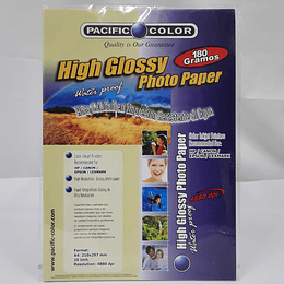 PAPEL FOTOGRAFICO GLOSSY 20hjs. 180gr. PACIFIC C.