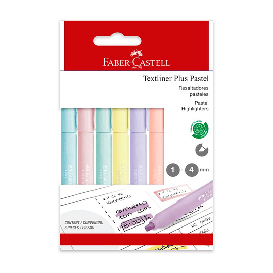 DESTACADOR TEXTLINER PLUS PASTEL 6 col FABER