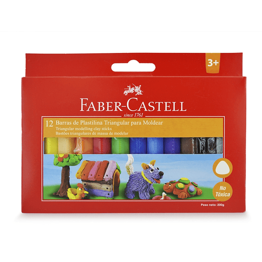 PLASTICINA FABER 12 COLORES TRIANGULAR