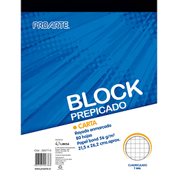 BLOCK PREPICADO PROARTE CARTA 80 hj 7mm