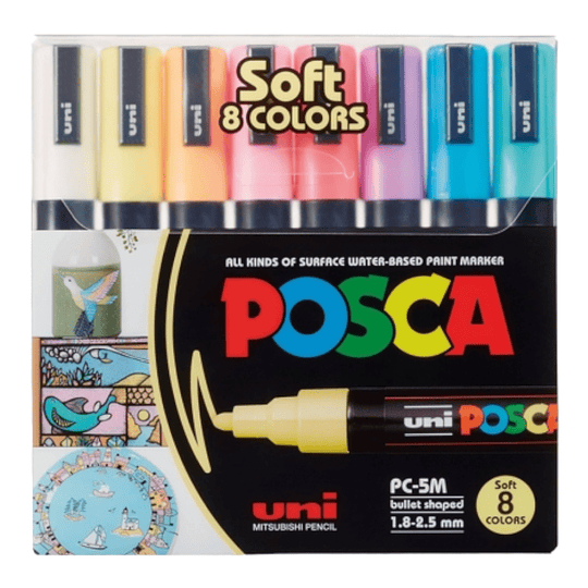 PLUMON POSCA PC-5M SET 8 col PASTE UNI