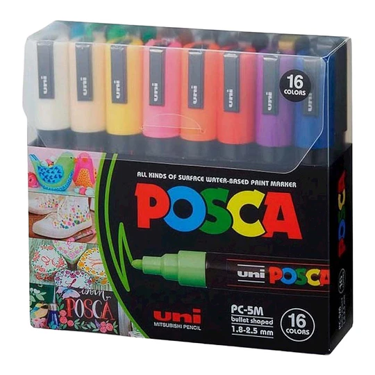 PLUMON POSCA PC-5M SET 16 col UNI