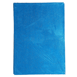 GOMA EVA GLITTER PLIEGO CELESTE 