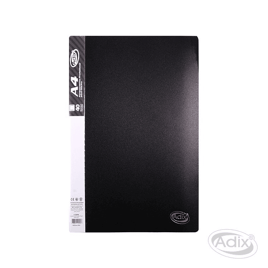 CARPETA C/40 FUNDAS A4 NEGRO ADIX