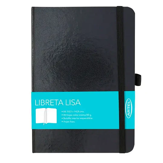 LIBRETA A6 80 hj C/ELASTICO TAPA NEGRA ARTEL 