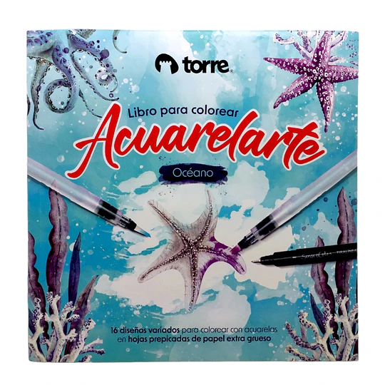 LIBRO COLOREAR ACUARELA 16 hj TORRE
