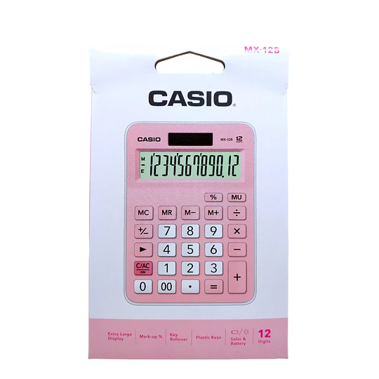 CALCULADORA CASIO MX-12B 12 digitos ROSADO