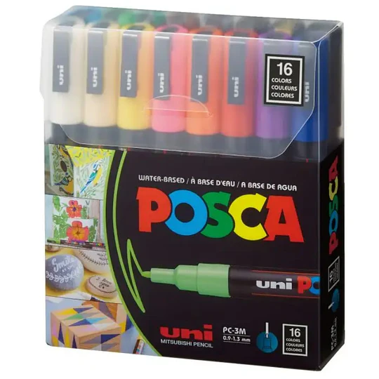 PLUMON SET 16 col  PC-3M POSCA 