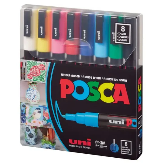 PLUMON POSCA PC-3M SET 8 col 