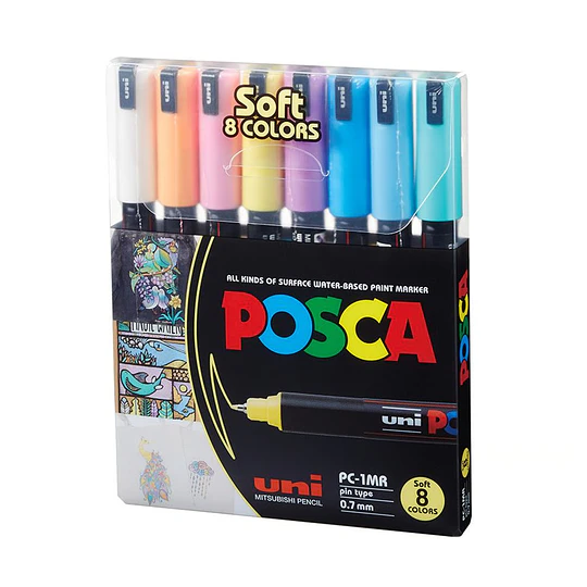 PLUMON SET 8 col PASTEL PC-1MR POSCA 