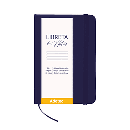 LIBRETA COSIDA A5 80 hj C/ELASTICO AZUL ADETEC
