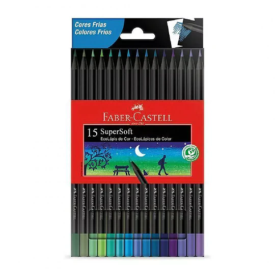 LAPICES COLORES 15 col. FABER SUPER SOFT FRIO