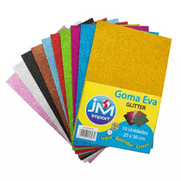 GOMA EVA 10 HJS. GLITTER COL SURTIDOS JM IMPORT