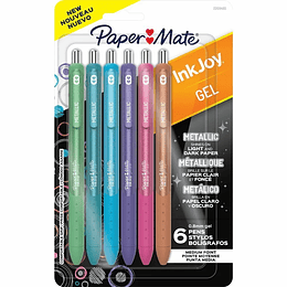PM INKJOY GEL METALLIC 0.7MM 6CT ASST