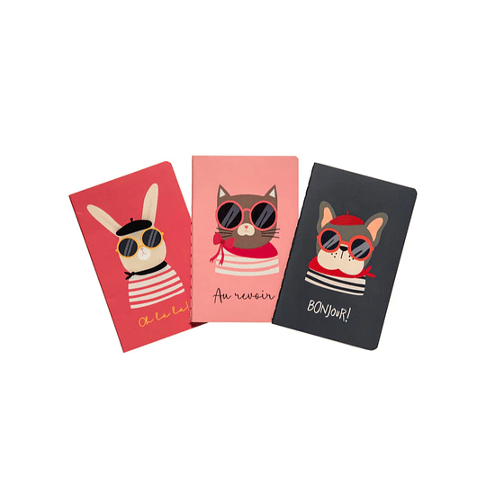SET 3 LIBRETA A6 MASCOTAS 32 hj ARTEL
