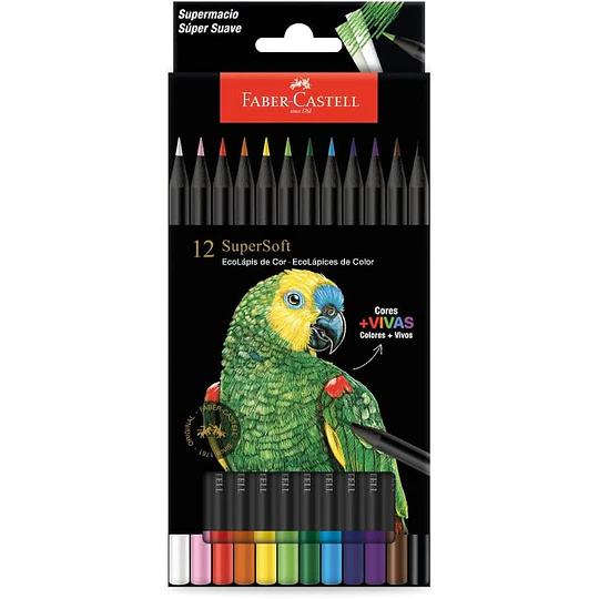 LAPICES COLORES 12 col. SUPERSOFT FABER