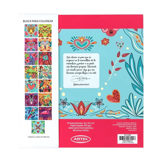 BLOCK P/COLOREAR TROPICAL 15 laminas 350gr ARTEL