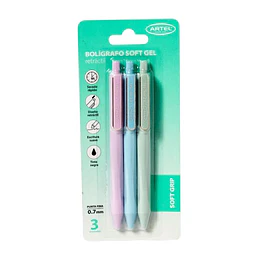 BOLIGRAFOS SOFT GEL PASTEL 07 NEGRO 3 un ARTEL