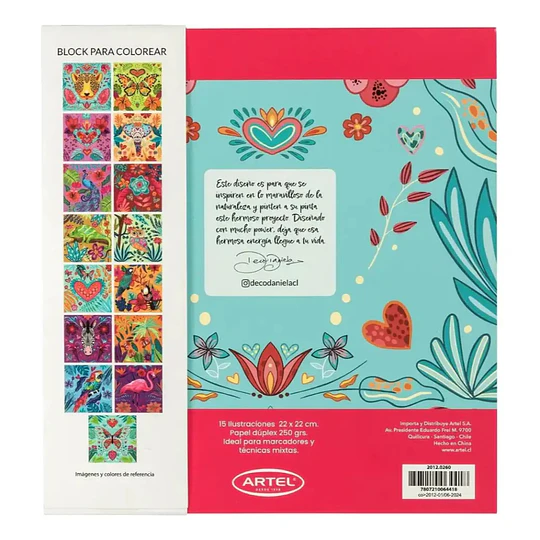 BLOCK P/COLOREAR TROPICAL 20x25 250gr 15hj ARTEL