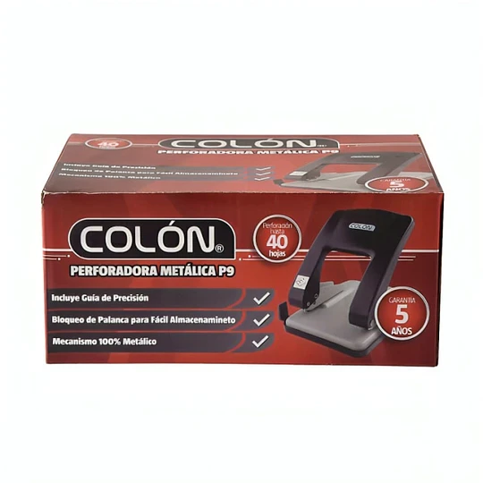 PERFORADOR COLON P9 NEGRO (40 hojas)