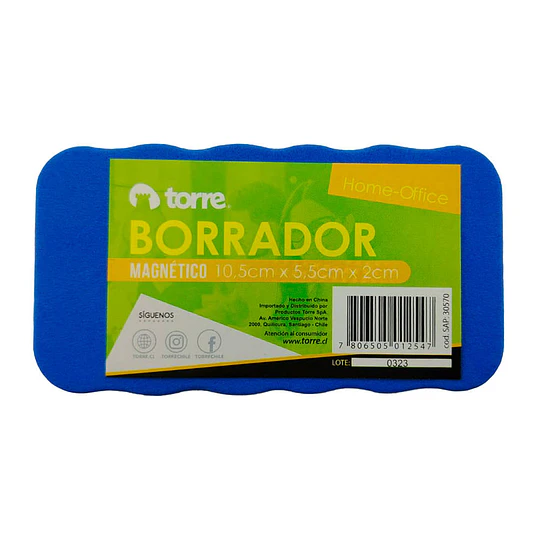 BORRADOR PIZARRA MAGNETICA AZUL TORRE 