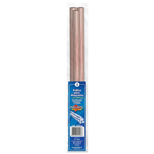 PALITO MAQUETA REDONDO 8mm 50cm 3 un PROARTE