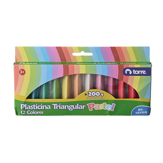PLASTICINA 12 col TRIANGULAR PASTEL TORRE