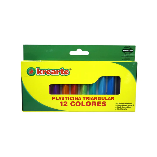 PLASTICINA 12 COLORES TRIANGULAR KREARTE