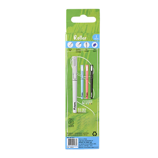 BOLIGRAFO ROLLER CLIP METAL 0,5 AZUL TORRE blister