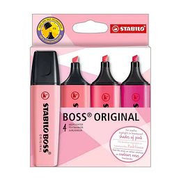 DESTACADOR SHADES OF PINK SET 4 col STABILO BOSS 