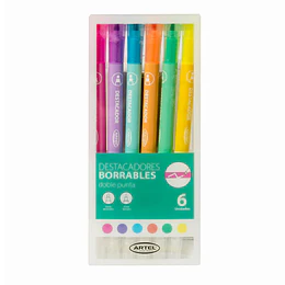 DESTACADOR BORRABLE PASTEL DOBLE PTA 6 col ARTEL