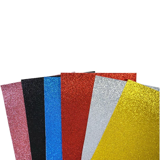 GOMA EVA GLITTER ADHESIVA 20x30 6 hj COLORES 