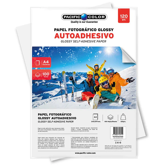PAPEL FOTOGRAFICO GLOSSY ADHES 100hj 120gr A4 PACI