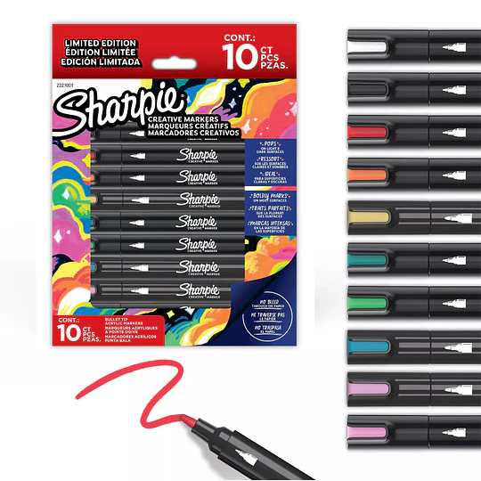 PLUMON PTA GRUESA ACRILICO SHARPIE 10 col