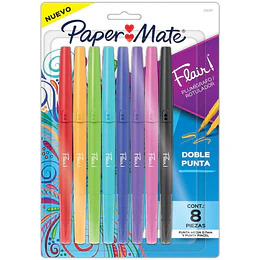 PLUMON FLAIR DOBLE PUNTA PAPER MATE 8 col