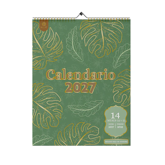 CALENDARIO PARED UNISEX 30x40 MENSUAL ASCOTT