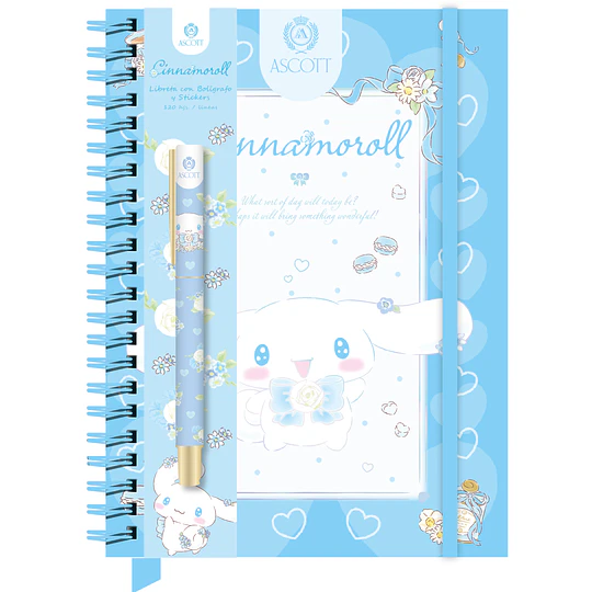 LIBRETA CINNAMONROLL 60hj LINEA + BOLIGRAFO ASCOTT