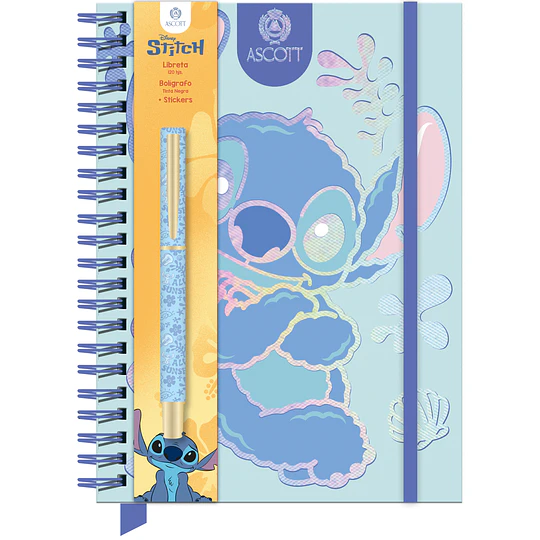 LIBRETA STITCH 60hj LINEA + BOLIGRAFO ASCOTT